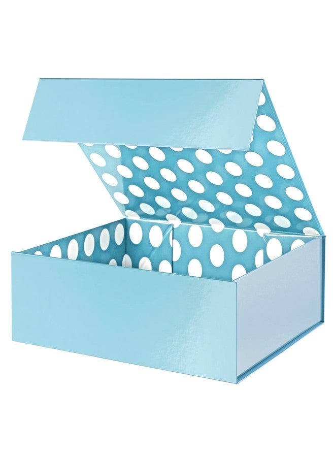 GREEN BEAN Gift Box 13x9.7x3.4 Inches, Large Baby Blue with Lid for Presents, Magnetic Gift Box for Clothes, Shirt (Glossy Metallic Baby Blue, Dot Design Inside) - Image 1
